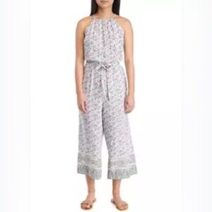 Bebop Cropped Halter Confetti Floral Jumpsuit Women’s Size Medium Colorful!